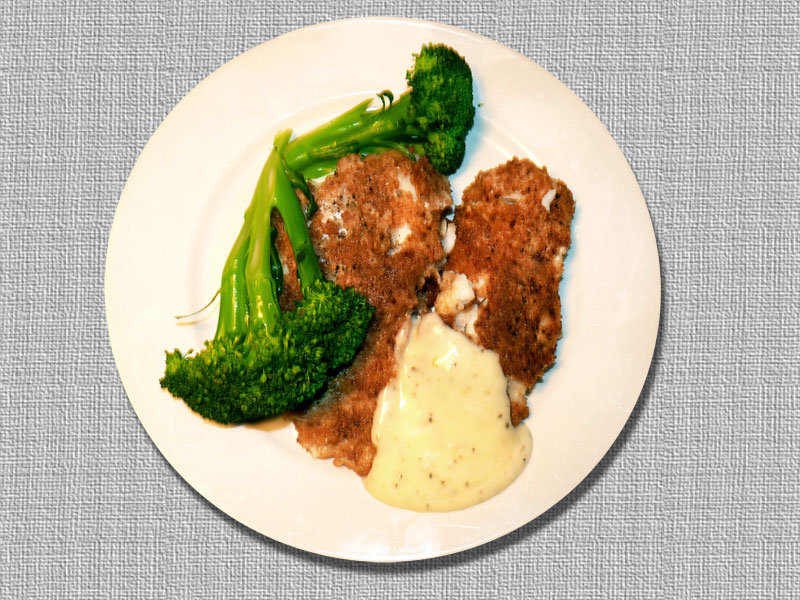 Dubbelpanerad fiskfilé