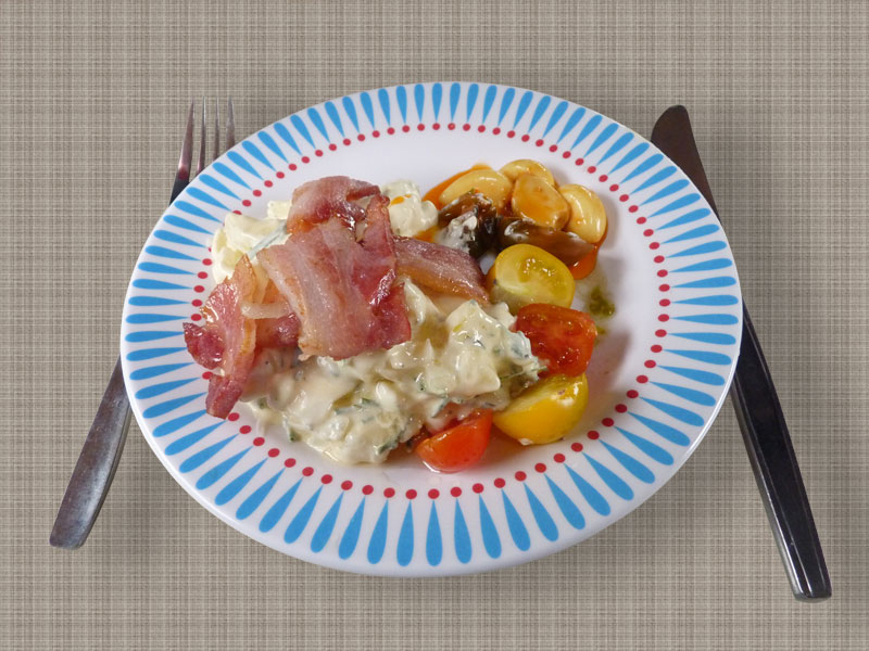 Fl�sk med potatissallad